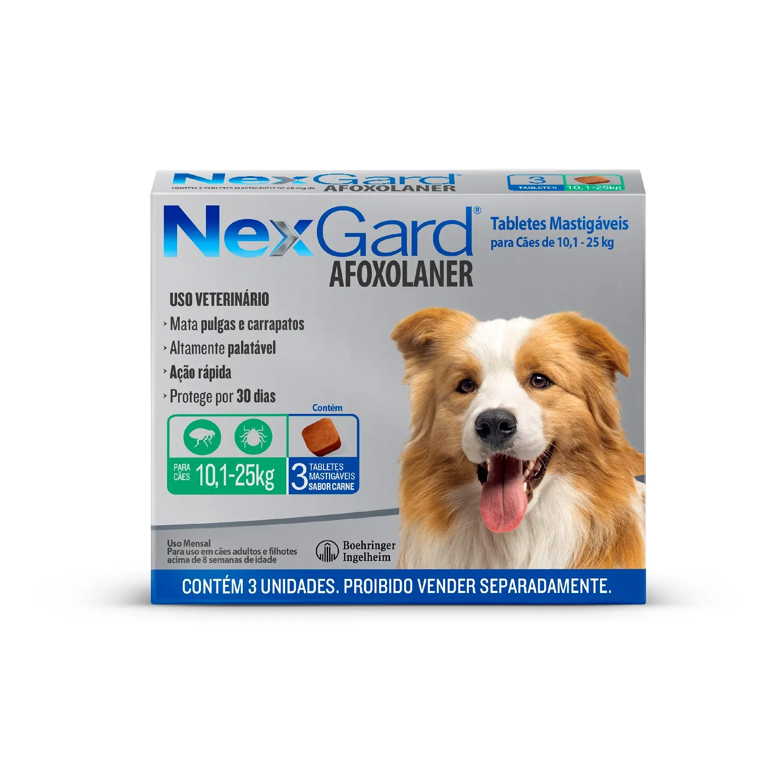 NexGard Antipulgas e Carrapatos para Cães de 10,1 a 25kg